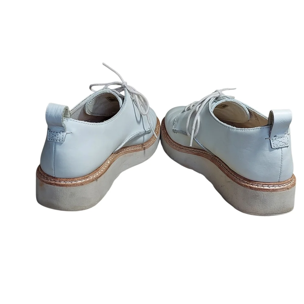 Clarks Off White/White Platform Oxford Lace Up Derby Shoes Leather Womens